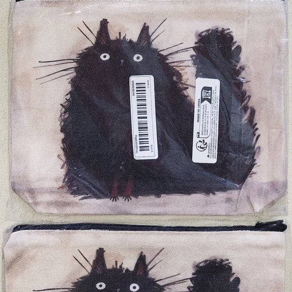 Black Noir Kitty Neko Cat canvas pencil case makeup bag - Picture 2 of 2